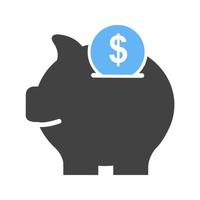 Piggy Bank Glyph Blue and Black Icon vector