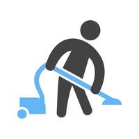 Man Doing Vacuum Glyph Blue and Black Icon vector