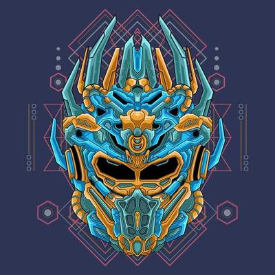 Mecha helmet head character vector design