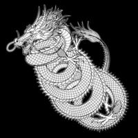 diseño de ilustración de vector de tatuaje de dragón