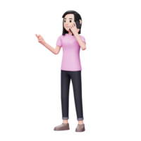 mulher falando via smartphone, conceito de comunicação de ilustração de personagem 3d