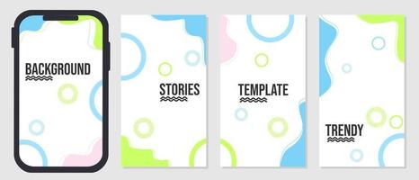 conjunto de diseño de historias de redes sociales creativo y moderno. poste de fondo blanco azul vector
