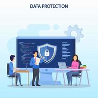 Data protection Concept. Data security and privacy and internet security flat vector illustration.