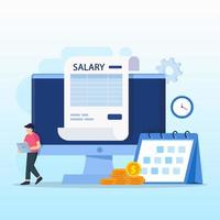Salary vector concept. online income calculate and automatic payment, calendar pay date, employee wages concept.