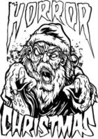 Santa claus christmas zombie horror silhouette vector