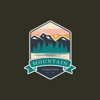 outdoor mountain adventure logo graphic design icon modern vintage vector illustration