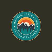 outdoor mountain adventure logo graphic design icon modern vintage vector illustration