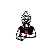 Old Man Suit Cool Illustration Creative Logo vector