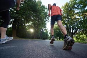 couple jogging outside photo