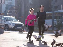 young  couple jogging photo