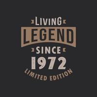 Living Legend since 1972 Limited Edition. Born in 1972 vintage typography Design. vector