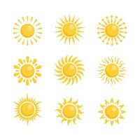 conjunto de icono de elemento de sol vector