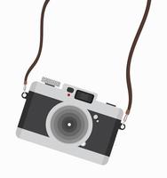 Hanging camera with stap in flat style vector