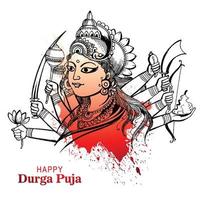 dios indio durga en feliz durga puja subh navratri diseño de tarjeta vector