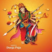 Happy durga puja and navratri celebration card background vector
