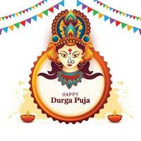 Beautiful classic happy durga puja festival greeting card background vector