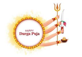 Happy durga puja religious indian festival traditional card background vector