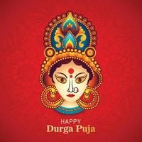 Durga pooja festival wishes card holiday illustration background vector