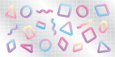 fun pastel gradient geometric graphic element collection 3d illustration vector