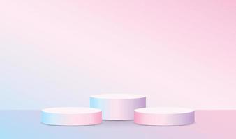vector de ilustración 3d de pantalla de podio de producto de color degradado pastel dulce de moda para poner su objeto