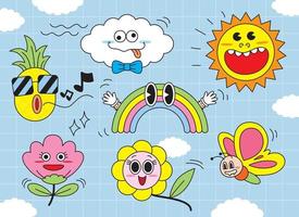 funny trendy cartoon vector collection in happy day theme