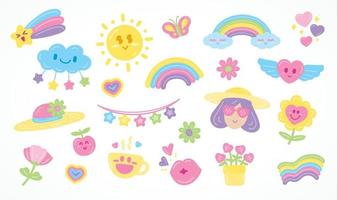 cute girly hand drawn art illustration vector graphic element collection in happy day theme