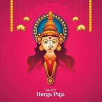 Happy navratri artistic durag face for durga puja indian celebration card background vector