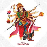 Hindu festival shubh navratri or durga puja celebration card background vector