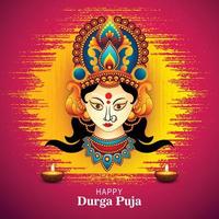 fondo de tarjeta de cara de festival de religión india durga puja vector