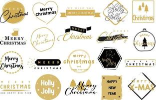 insignia de letras de tipografía de feliz navidad, postal, invitación, tarjeta de felicitación y regalo. vector