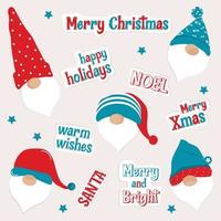 Merry Christmas stickers and sign. vector