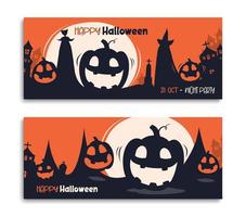 invitaciones de fiesta de halloween o fondo de tarjetas de felicitación. plantilla de ilustración de halloween para pancarta, afiche, volante, venta y todo el diseño.