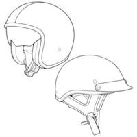 Set of Template Helmet half face, Line Art helmet Vector Illustration, Line art vector, Helmet Vector