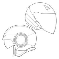 conjunto de media cara de casco de plantilla, ilustración de vector de casco de arte de línea, vector de arte de línea, vector de casco