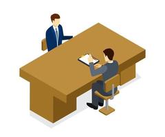 Isometric design concept office conference, teamwork isometric design vector