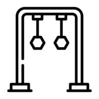 A customizable linear icon of gymnastic rings vector