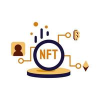 nft coin flat Illustration cryptocurrency exchange concept coklat, yellow, orange color, Hand Drawn style , perfect for ui ux design, website, branding projects, iklan, social media post vector