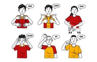 Sign Languages for Clothes vector