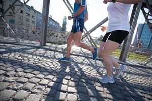 Couple jogging outside photo