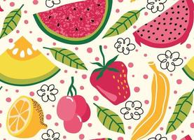 de patrones sin fisuras con lindo fondo de frutas de verano. vector