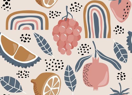 seamless pattern with Cute summer fruit background.