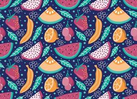 seamless pattern with Cute summer fruit background. vector