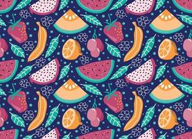 de patrones sin fisuras con lindo fondo de frutas de verano. vector