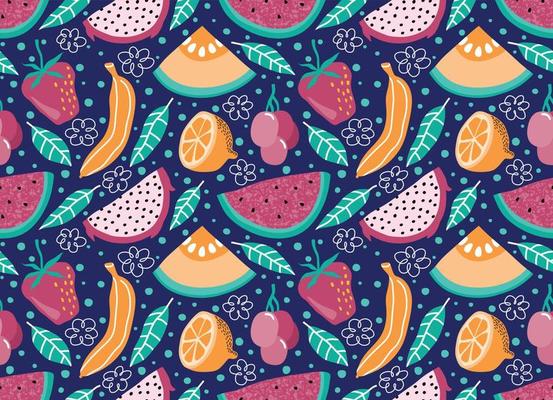 seamless pattern with Cute summer fruit background.