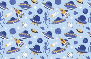 Hand drawn space elements seamless pattern. vector