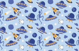 Hand drawn space elements seamless pattern. vector