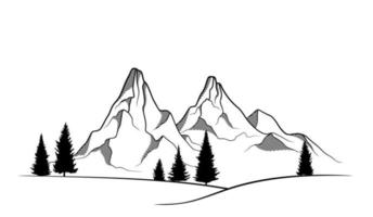dibujado a mano del paisaje de montaña. vector