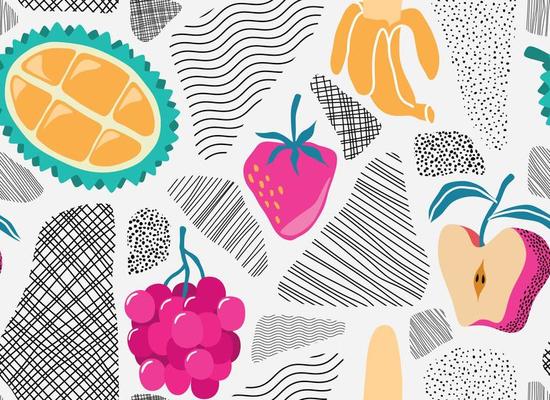 seamless pattern with Cute summer fruit background.