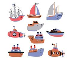 Set of sea transport. vector illustration