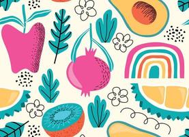 seamless pattern with Cute summer fruit background. vector